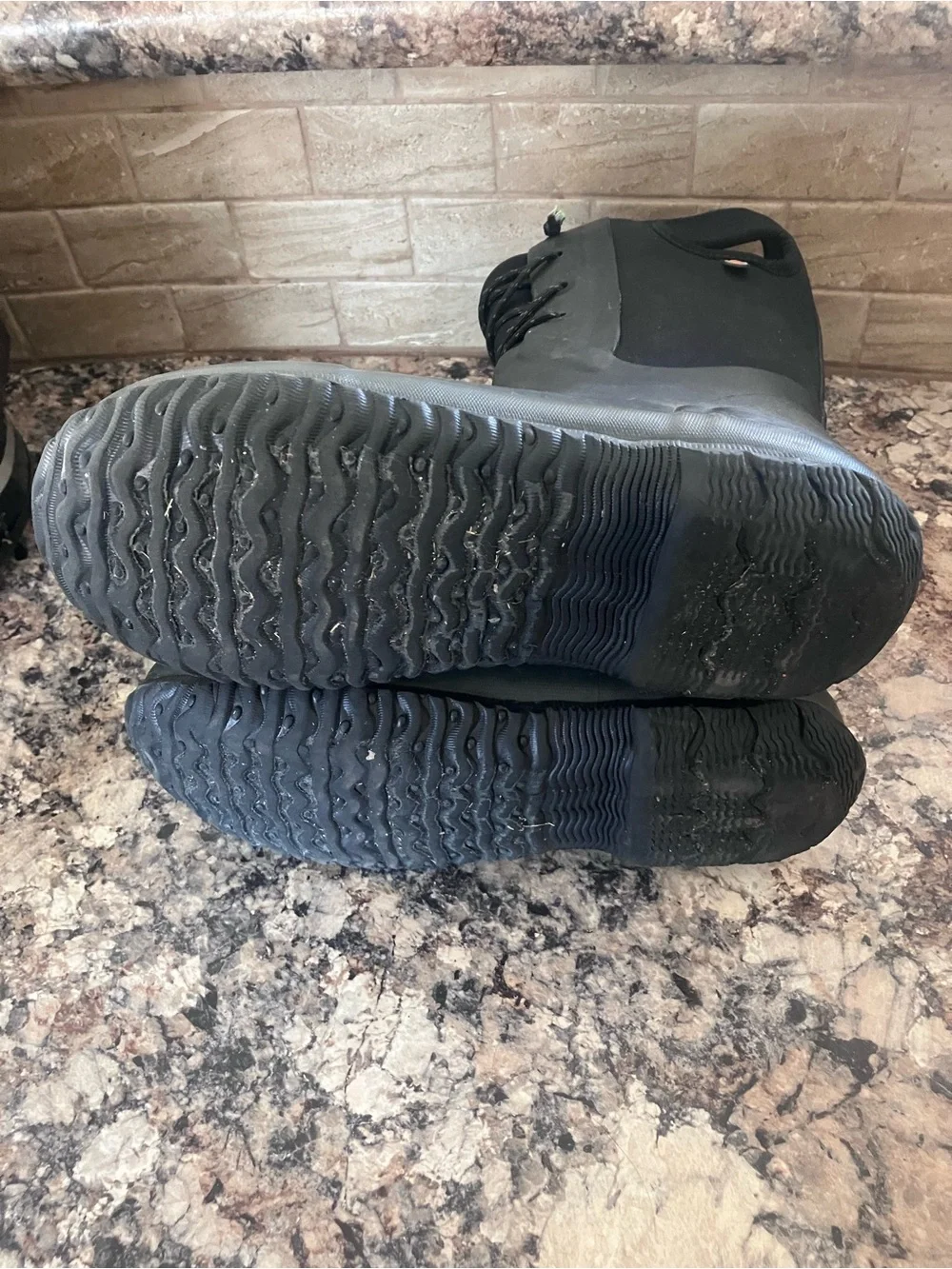 Kids Black Insulated Waterproof Lace-Up Rain & Snow Boots